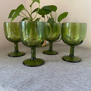 Bartlett Collins Green Thumbprint Beer Schooner. Set of 4